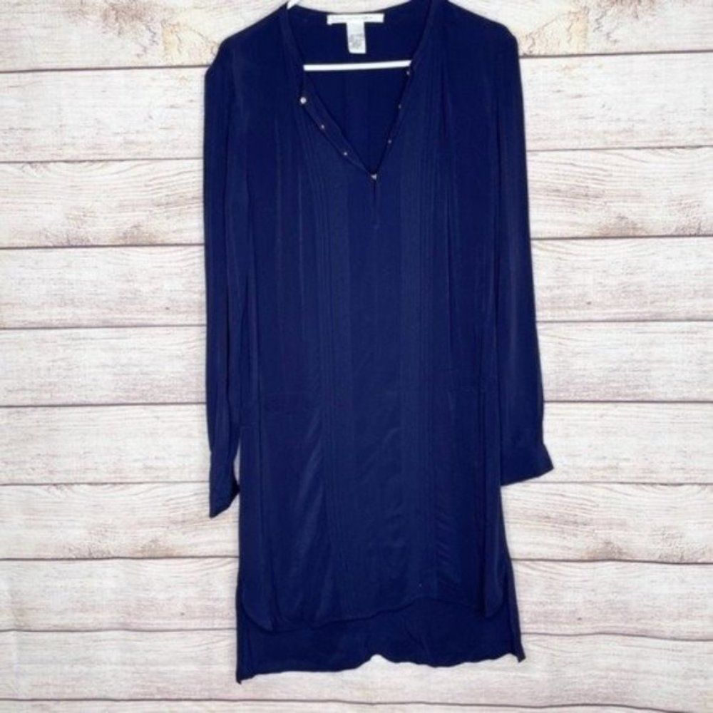 Diane Von Furstenberg Long Sleeve Navy Dress